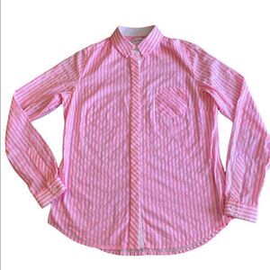 ⭐️⭐️HOST PICK⭐️⭐️ EUC Pink Tartan pink and white striped shirt